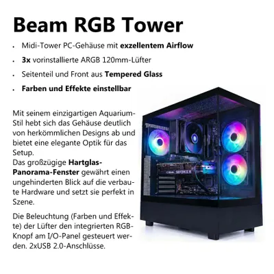 Produktbild von Gaming PC Komplett Set AMD Ryzen 7 5700G 8x 4.6 Ghz Radeon 27" MSI TFT 32GB Ram 1TB SSD Gamer RGB-Tower Windows 11 Pro Tastatur Maus Set W-Lan
