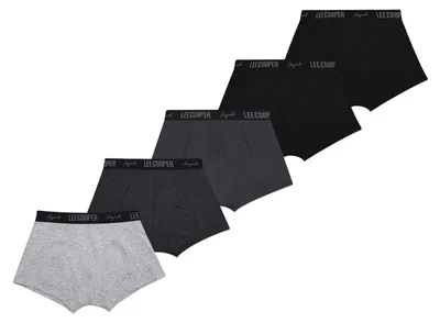 Obrázek produktu pro Lee Cooper – boxerské trenýrky pro chlapce, s gumou v pase, pohodlné (balení po 5 kusech) GT13259 (140) (černá)