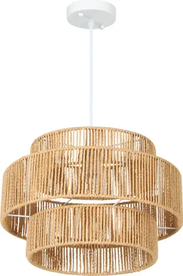 Produktbild von Hängelampe, 3-stufiger Lampenschirm, Metall, Hanfseil, Hellbraun
