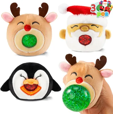 Productafbeelding van Pluche kerstballen om in te knijpen - Set van 3 - Ideaal voor het vullen van kerstkousen - Kinderen - Feestherinneringen