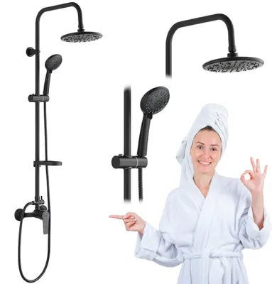Produktbild von Kuchinox | Duschset Enna - Schwarz - 105,5 Cm - Hydromassage - Regendusche