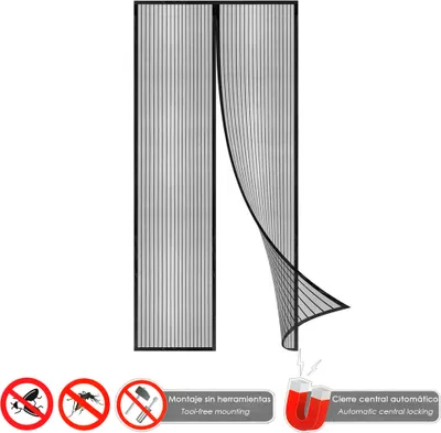 Immagine prodotto di Tenda a zanzariera con chiusura magnetica 120 x 240 (H.) cm. Nero