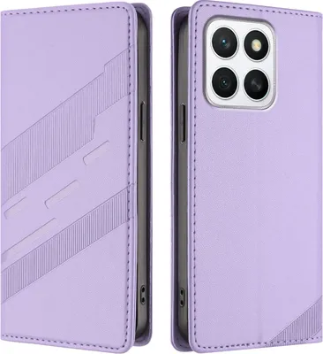 Image de Etui pour Honor X8C, étui portefeuille en cuirPolyuréthaneavec fente pour cartes et fonction stand Violett