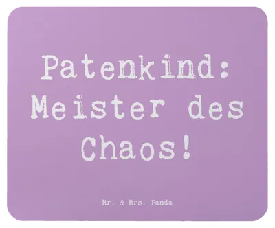 Produktbild von Mr. & Mrs. Panda Mouse Pad Spruch Patenkind Chaosmeister - Lavendeltraum - Geschenk, mausteppich, pc mauspad, Chaos, Fürsorge, Patenschaft, einzigartige Designs, Lächeln