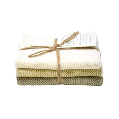Produktbild von Solwang Wischtuch HELLES KHAKI 3er Set Tücher gestrickt Wischlappen Wischtücher