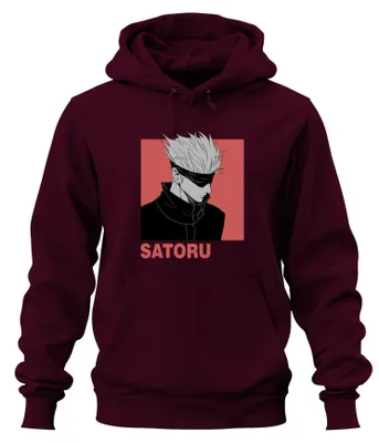 Obrázok produktu pre SATORU GOJO Jujutsu Kaisen Anime Estetika Darček pre fanúšikov Zaviazané oči Uni mikina s kapucňou, bordová, XXL