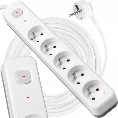 Immagine prodotto di presa a 5 vie protezione da sovratensione 1,5 m interruttore bianco-grigio VA0417-1,5 Vayox