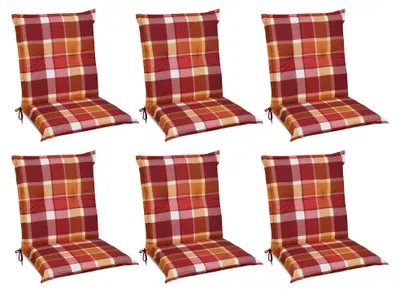 Produktbild von Beautissu 6er Set Sunny RO Niedriglehner Auflagen 100x50 cm in Rot Kariert