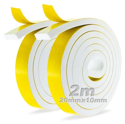 Image de Ruban d'étanchéité en mousse, adhésif, 20 mm x 10 mm, 2 rouleaux de 2 mètres