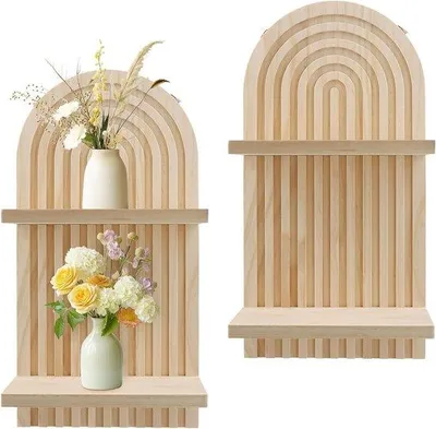 Immagine prodotto di Pannelli da parete per soggiorno e bagno in stile ad arco, set da 2, legno, 40 x 20 x 11 cm