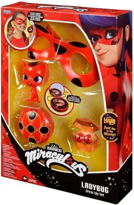Obrázok produktu pre Súprava kostýmu Ladybug s maskou, yoyo so zrkadielkom, náušnicami, figúrkou Kwami Tikki, Miraculous Ladybug, BANDAI