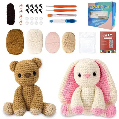 Immagine prodotto di Kit per realizzare animali all'uncinetto per principianti, con istruzioni video – 3 gatti, set di amigurumi