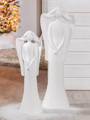 Produktbild von Gilde Figur, Engel, "Cecilia", Keramik, weiß, VE 2, L. 10 cm, B. 17.5 cm, H. 56 cm 55418 4063387554180