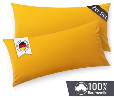 Produktbild von Blumtal Kissenbezug 40x60 cm (2er Set Kissenbezüge) - Gelb - 100% Baumwoll-Jersey für Nackenstützkissen