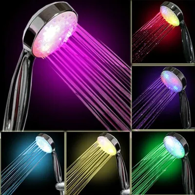 Produktbild von Led-Duschkopf 1 Stück, Farbwechselnde Led-Handbrause Mit 7 Lichtfarben, Für Spa-Erlebnis Im Bad