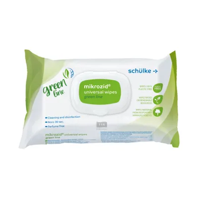 Imagen del producto de Schülke mikrozid® universal green wipes premium, toallitas desinfectantes, 114 unidades