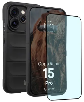 Produktbild von Robuste Handyhülle + gehärtetem Glas für Oppo Reno 15 Pro, Bizon Tur Pack, Schwarz