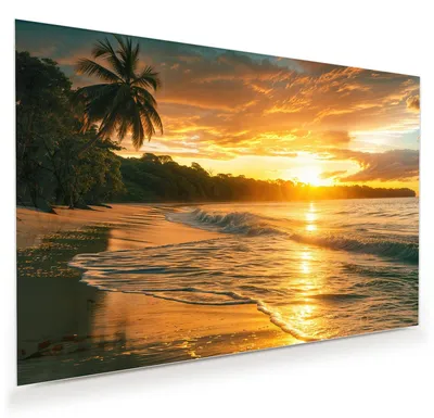 Produktbild von Glasbild 45x30cm in XXL für Wohnzimmer, Schlafzimmer Motiv Sonnenuntergang Strand