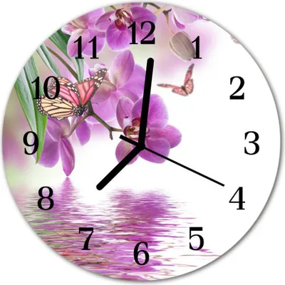 Produktbild von Glasuhr Wanduhr Küchenuhr Echt-Glas 30fi cm Schmetterlinge violett