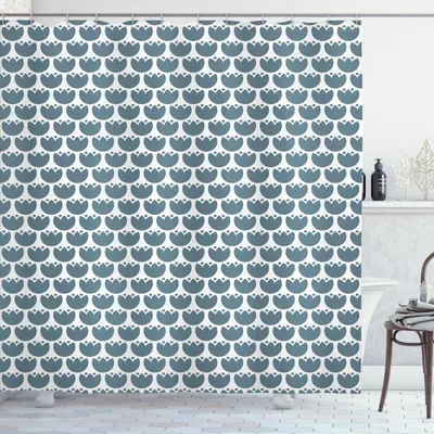 Immagine prodotto di ABAKUHAUS Tenda da doccia in stile folk, Simplistic Monochrom Scandinavian Hygge con illustrazione floreale, 175 x 180 cm, blu-grigio bianco