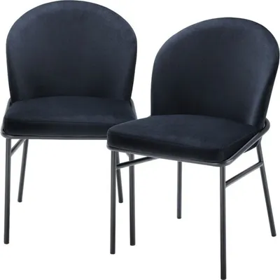 Produktbild von Casa Padrino Luxus Esszimmerstühle Schwarz 49 x 56 x H. 82 cm - Küchenstühle mit edlem Samtstoff - Esszimmer Set