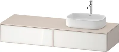 Image de Duravit Zencha Meuble sous-lavabo avec console, 1600x550mm, 2 tiroirs, 1 découpe à droite, ZE4814, ZE4814R64830000