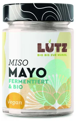 Produktbild von Miso Mayo 160g - Vegane  Sauce auf Sonnenblumenbasis mit fermentierter  Speisewürzpaste aus Kichererbsen von  Lutz