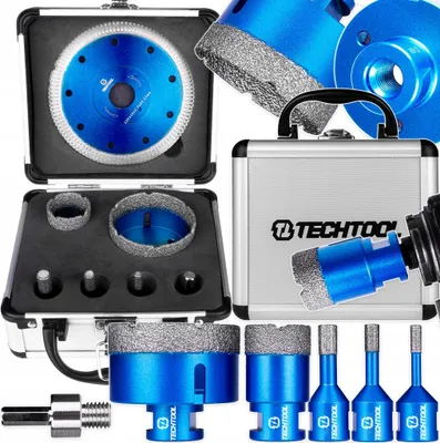 Produktbild von TECHTOOL Diamant-Bohrkronen Set M14 – 5-teilig 6–68 mm (6, 8, 10, 35, 68 mm) + Diamanttrennscheibe