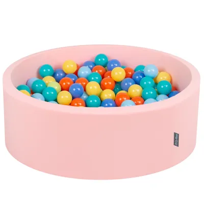 Obrázek produktu pro KiddyMoon 90x30cm/200 míčků ∅ 7cm Kulatý Suchý Bazén s míčky Certifikováno vyrobeno v EU, Světle Růžová: Světle Zelená/Oranžová/Tyrkysová/Modrá/Dětská Modrá/Žlutá