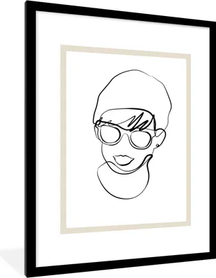 Produktbild von MuchoWow® Gerahmtes Poster Frauen - Minimalismus - Linienkunst 60x80 cm - Poster mit Schwarzem Bilderrahmen Wandposter Rahmen Foto Bilder - Wohnzimmer - Dekorationen - Prämie
