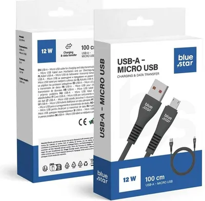 Produktbild von Cable USB A to Micro USB Blue Star 2A 1 m DC99M black