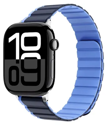 Produktbild von Für Apple Watch Series 11 10 42mm / 9 8 7 41 / 6 SE 5 4 40mm Zweifarbiges Magnetisches Armband Blau