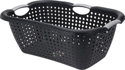 Produktbild von Wäschewanne gelöchert in schwarz - 60x40x22 cm - ergonomisch geformt