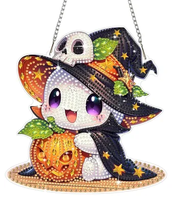 Produktbild von 5D Diamant Malerei Anhänger Halloween Zauberer Fensterbild Hängende Dekoration XS103