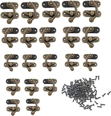 Image de 20 fermoirs anciens en bronze pour coffret à bijoux en bois
