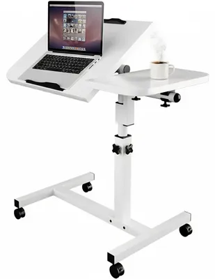 Mobiele bedtafel op wieltjes, höhenverstellbar 60-90 cm, kantelbaar, weiß