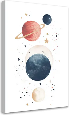 Produktbild von Leinwandbild für Kinderzimmer Planeten Weltraum Boho 70x100 Feeby Bunt bild für die wand bereit zum aufhängen
