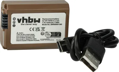 Produktbild von vhbw Akku kompatibel mit Sony RX1R III Kamera (1030 mAh, 7,4 V, Li-Ion), Infochip, USB-C Buchse