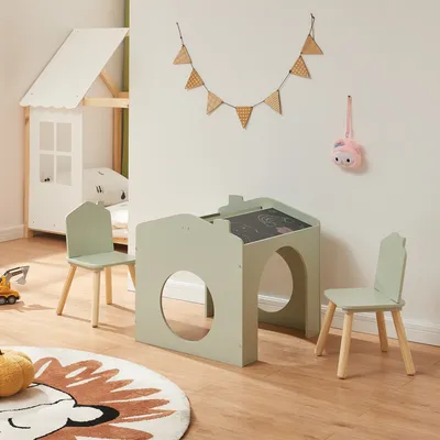 Immagine prodotto di Tavolo da disegno per bambini 'Romso' Set da tavolo per bambini con 2 sedie Verde menta