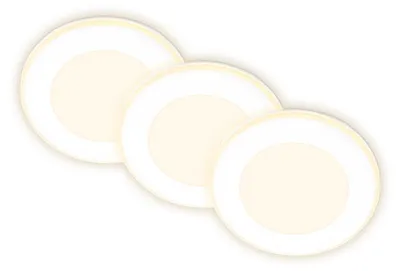 Image de Briloner Gima Set de 3 spots LED encastrables 230V, fonction veilleuse, surfaces et anneaux commutables séparément, fonction mémoire, lumière blanche chaude, blanc, Ø9,3 x 3 cm