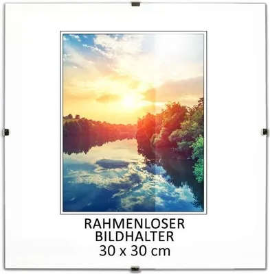 Produktbild von MG Design Rahmenloser Bilderrahmen, 30 x 30 cm - mit Clips, Acrylglas, HDF-Platte - zum vertikalen oder horizontalen Aufhängen/Aufstellen