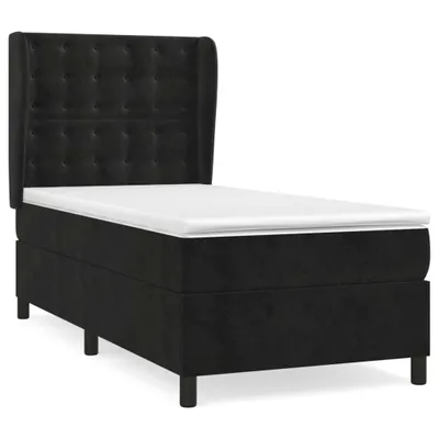 Image de Sommier à lattes de lit avec matelas Noir 90x200 cm Velours