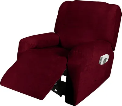 Produktbild von 4 PCS Stretch Recliner Sofa Schonbezug Möbelschutz für 1 Sitzkissen Couch, Rot