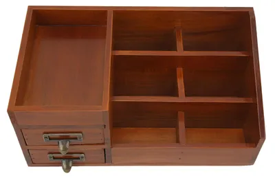 Obrázek produktu pro Dřevěný organizér na kosmetiku, starožitná retro vícevrstvá skříňka, psací stůl, zásuvka na kosmetiku, šperkovnice
