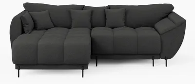 Produktbild von Ecksofa LEGRO Links Dunkelgrau Bouclé-Stoff L-Form Couch mit Schlaffunktion & Bettkasten