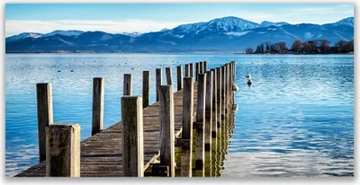 Produktbild von Glasbilder 140x70 Wandbild Druck auf Glas Brücke Meer Gebirge Architektur
