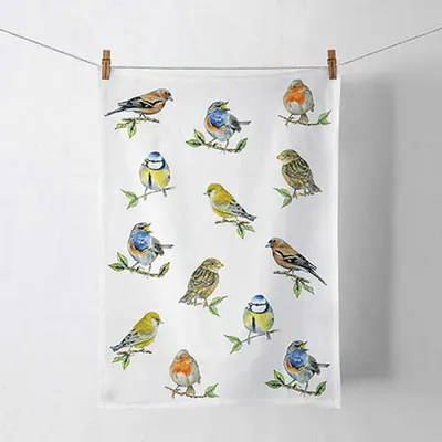 Immagine prodotto di Canovaccio in cotone 50x70 cm con motivo uccelli canori bianco/colorato