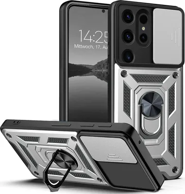 Produktbild von Armor Handyhülle für Samsung Galaxy S24 Ultra Kameraschutz Handy Panzer Case Cover Schutzhülle Outdoor Farbe: Silber