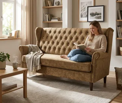 Produktbild von Schlafsofa GAJA Royal – mit Schlaffunktion, Velours in Braun, Family Meble, KI-generiertes Bild