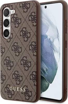 Zdjęcie produktu dla Etui Guess Guhcs23Sg4Gfbr S23 S911 - Brązowe 4G Metal Gold Logo